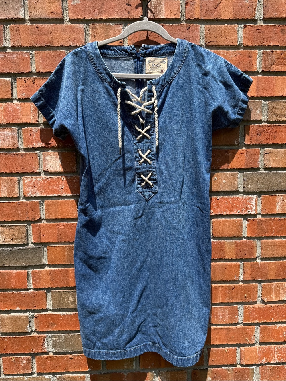 Polo by Ralph Lauren Blue Denim Dress with Rope Lace-Up Size 2
